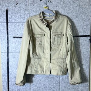 Apt 9 Beige Women's Jacket with Embellished Collar Sz L Offers & Bundles Welcome